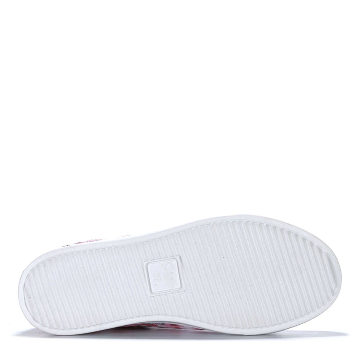 Cabello Upbeat White Floral Womens Sneakers