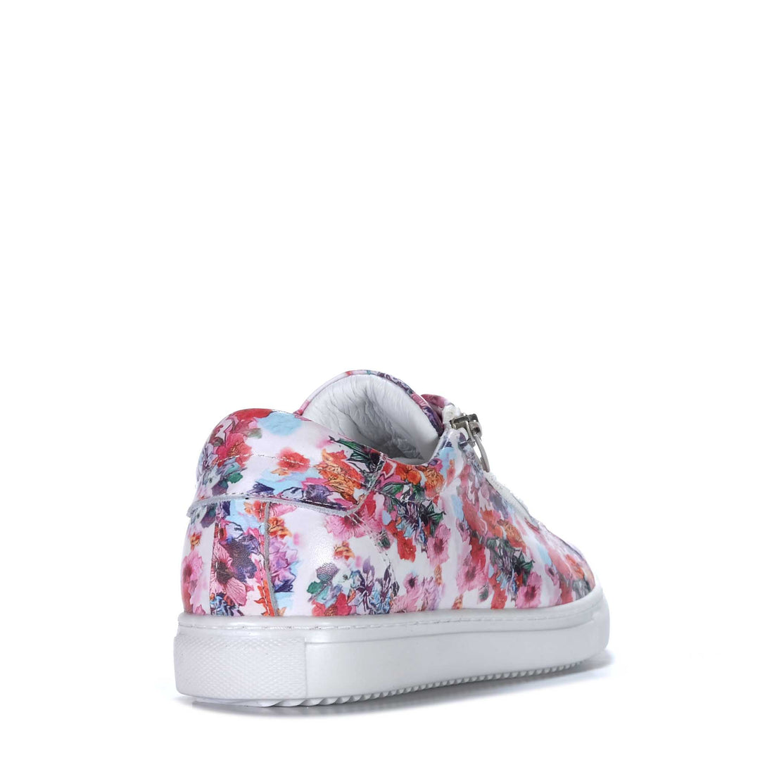 Cabello Upbeat White Floral Womens Sneakers