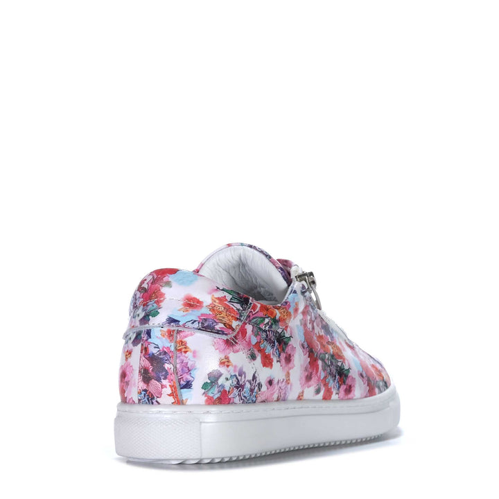 Cabello Upbeat White Floral Womens Sneakers