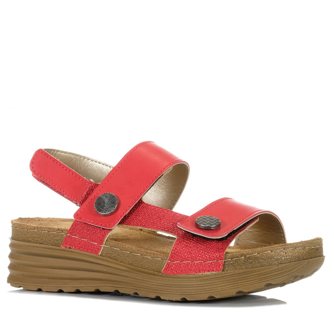 Carlaverde CV757 Red, 36 EU, 37 EU, 38 EU, 39 EU, 40 EU, 41 EU, carlaverde, flats, red, sandals, womens