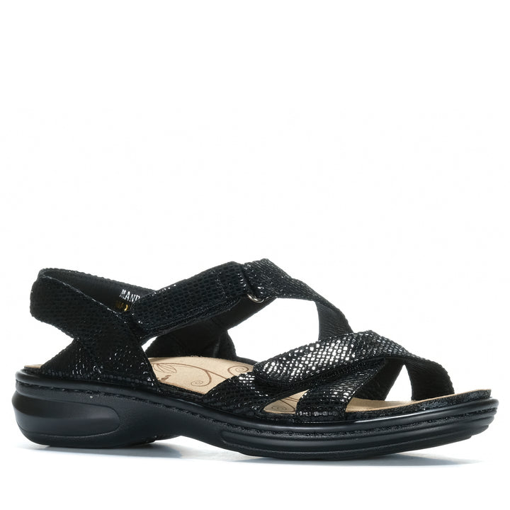 Cassini Mando Black Snake Womens Sandals