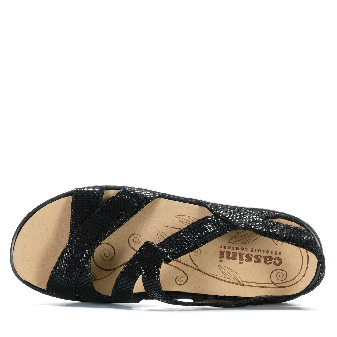 Cassini Mando Black Snake Womens Sandals
