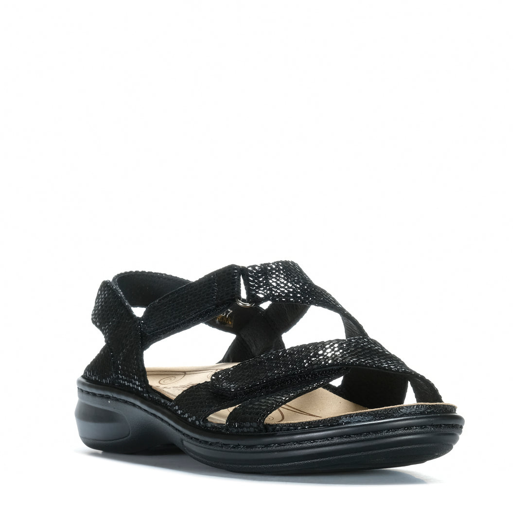 Cassini Mando Black Snake Womens Sandals