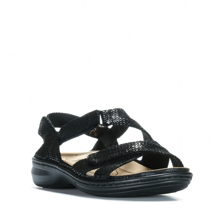 Cassini Mando Black Snake Womens Sandals