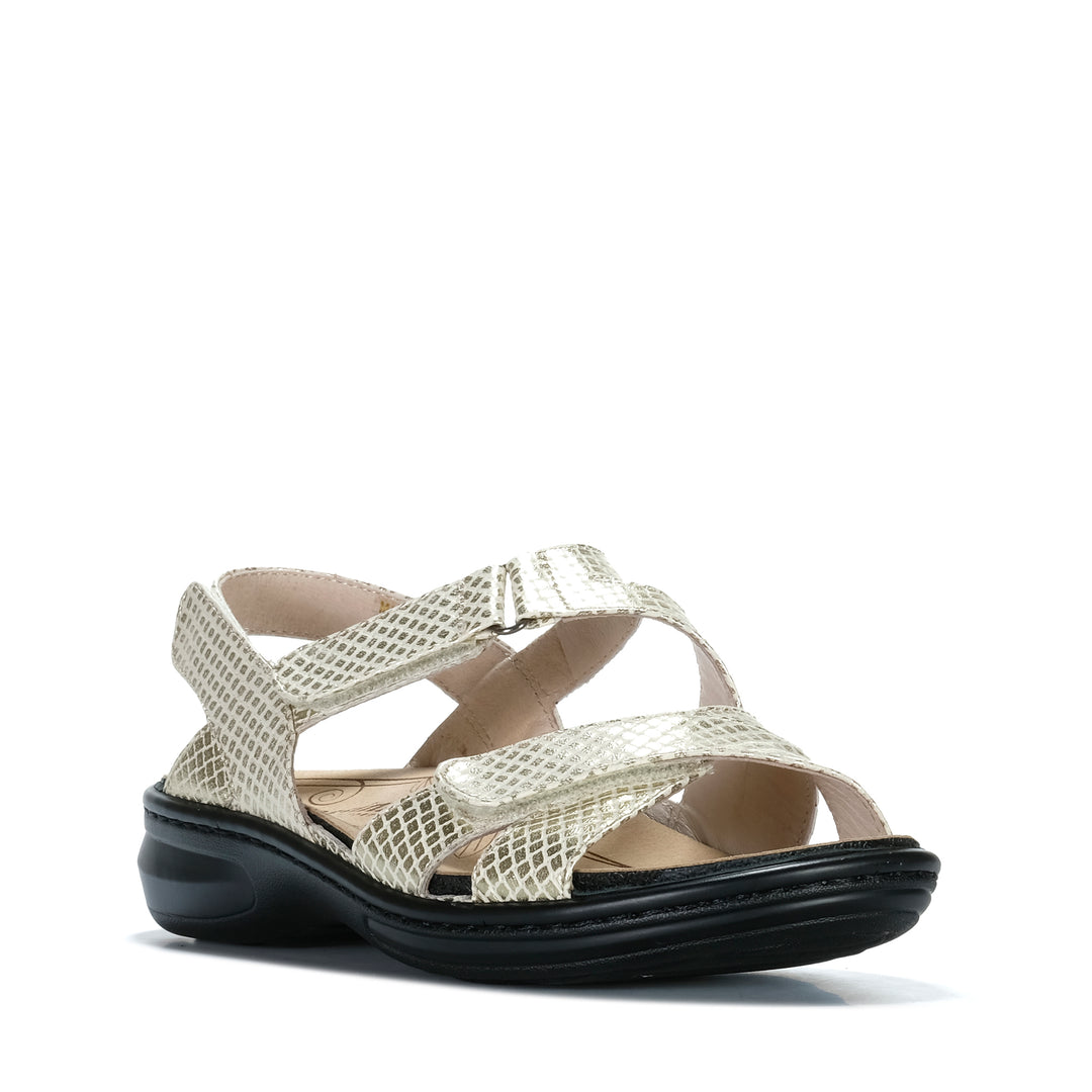 Cassini Mando Gold Squares Womens Sandals