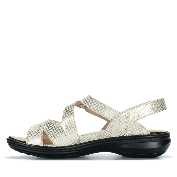 Cassini Mando Gold Squares Womens Sandals