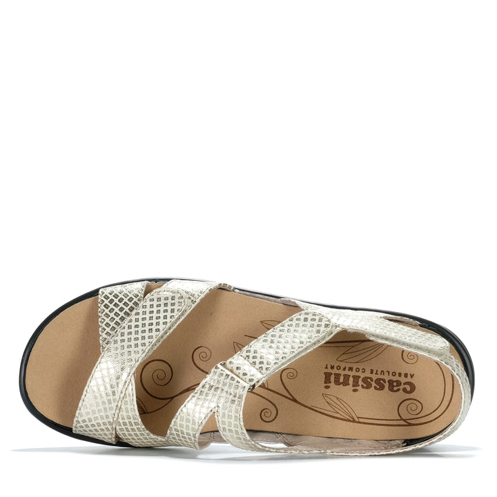 Cassini Mando Gold Squares Womens Sandals