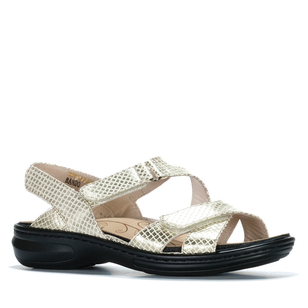 Cassini Mando Gold Squares Womens Sandals