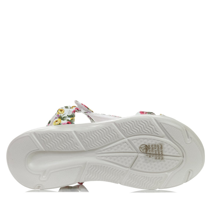 Cassini Merissa White Flower, 37 eu, 38 eu, 39 eu, 40 eu, 41 eu, 42 eu, cassini, flats, multi, sandals, womens