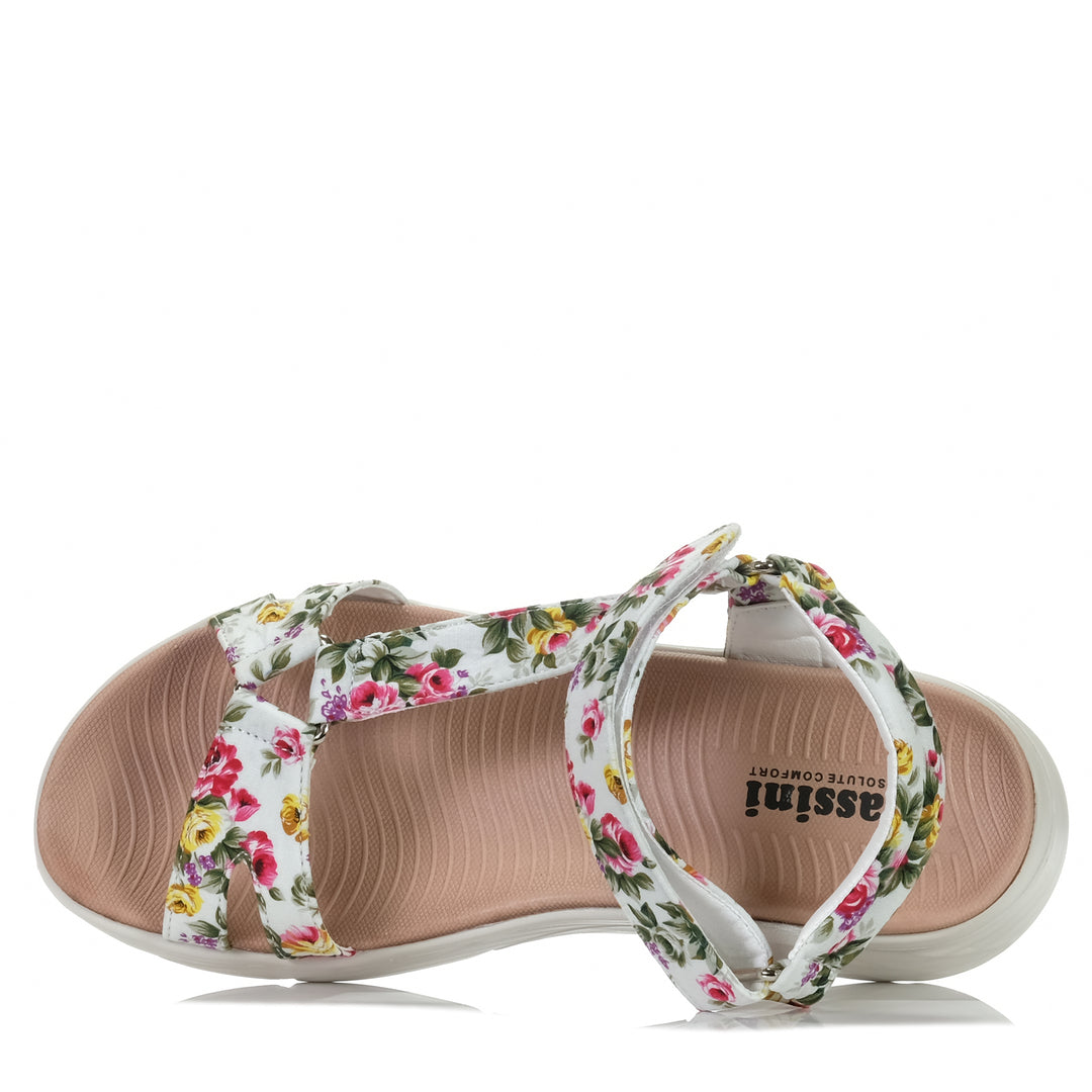 Cassini Merissa White Flower, 37 eu, 38 eu, 39 eu, 40 eu, 41 eu, 42 eu, cassini, flats, multi, sandals, womens