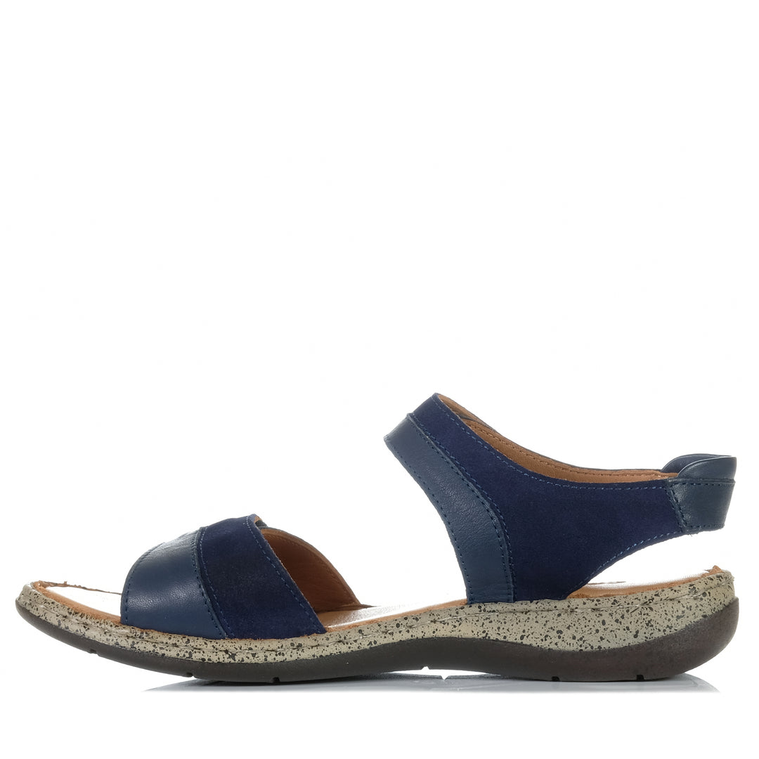 Cassini Meteor Navy Mix, blue, cassini, flats, sandals, womens