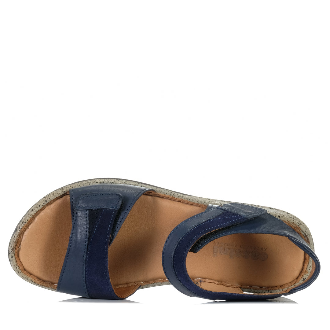 Cassini Meteor Navy Mix, blue, cassini, flats, sandals, womens