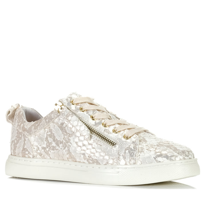 Cassini Moscow Gold/Cream Snake, 37 EU, 38 EU, 39 EU, 40 EU, 41 EU, 42 EU, cassini, flat, flats, low-tops, metallic, multi, shoes, sneakers, womens