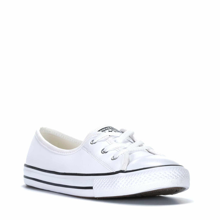 Converse Chuck Taylor Ballet Lace Faux Leather White Womens Sneakers