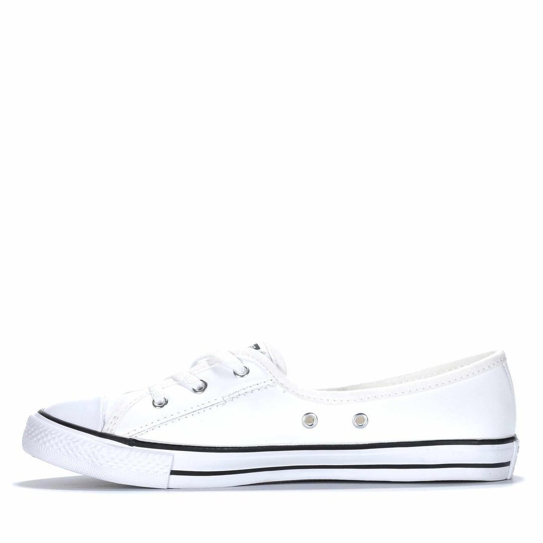 Converse Chuck Taylor Ballet Lace Faux Leather White Womens Sneakers