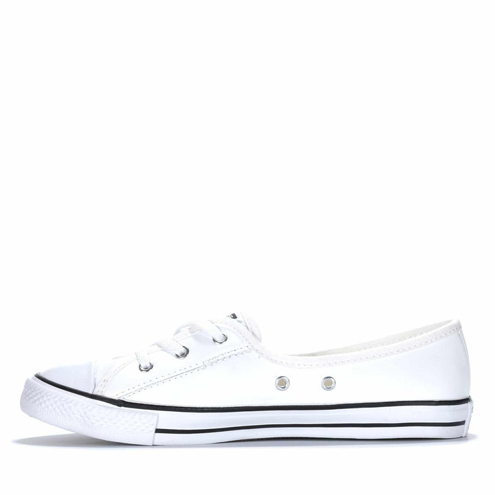 Converse Chuck Taylor Ballet Lace Faux Leather White Womens Sneakers