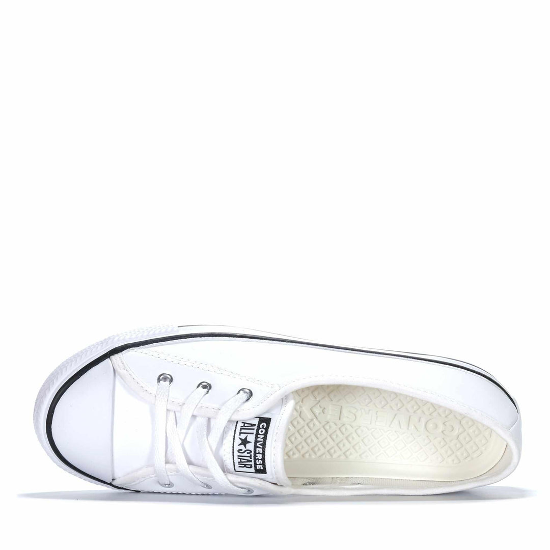 Converse Chuck Taylor Ballet Lace Faux Leather White Womens Sneakers