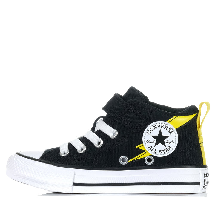 Converse Chuck Taylor Kids Malden Street Bolt Mid Black/White, 1 US, 11 US, 12 US, 13 US, 2 US, 3 US, black, boots, Converse, kids, shoes, youth