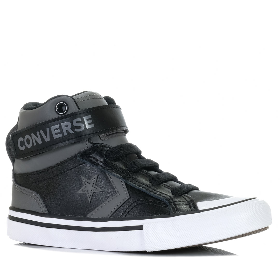 Converse Pro Blaze Easy-On Strap Hi Sharkskin/Black, 1 US, 11 US, 12 US, 13 US, 2 US, 3 US, black, boots, Converse, grey, kids, youth