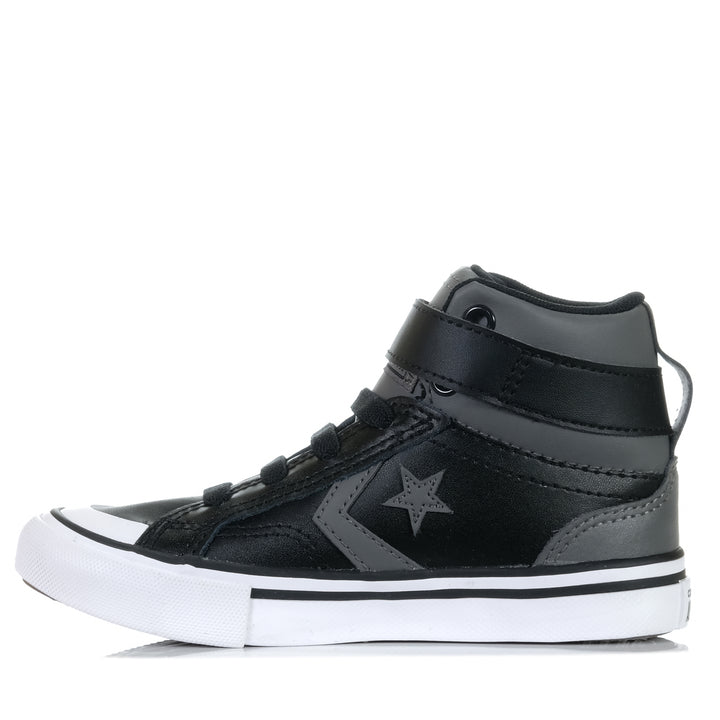 Converse Pro Blaze Easy-On Strap Hi Sharkskin/Black, 1 US, 11 US, 12 US, 13 US, 2 US, 3 US, black, boots, Converse, grey, kids, youth