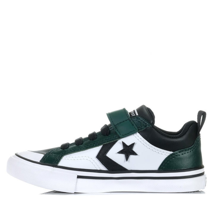 Converse Pro Blaze Easy-On Youth Low Top Green Envy, 1 US, 11 US, 12 US, 13 US, 2 US, 3 US, Converse, green, kids, shoes, white, youth