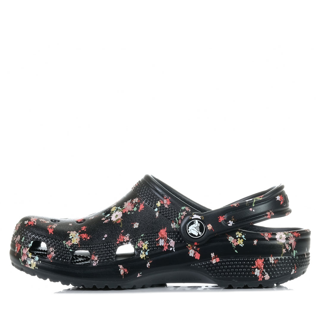 Crocs Classic Ditsy Floral Clog Black, 10 US, 11 US, 5 US, 6 US, 7 US, 8 US, 9 US, black, Crocs, flats, floral, sandals, wide, womens