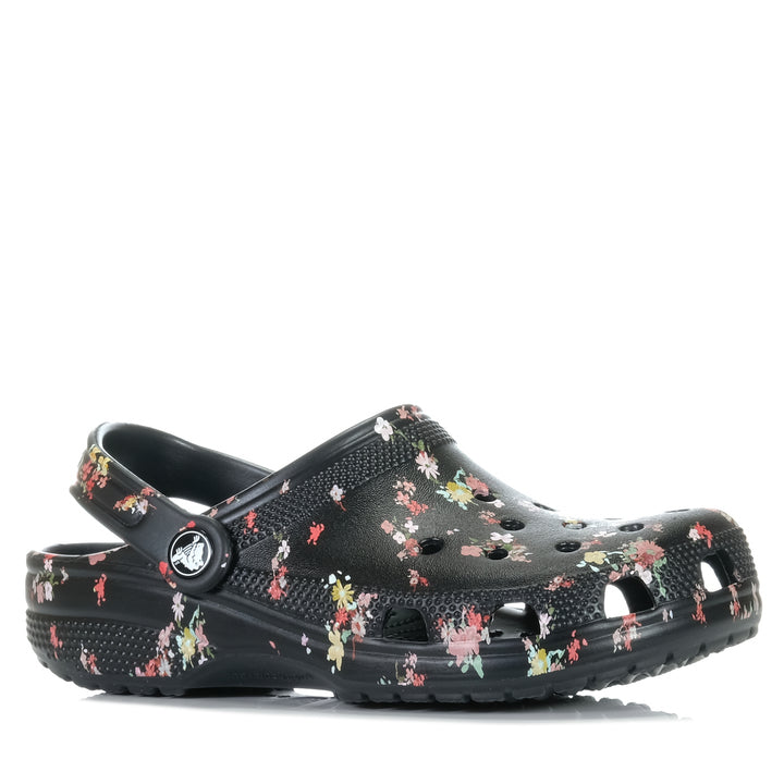 Crocs Classic Ditsy Floral Clog Black, 10 US, 11 US, 5 US, 6 US, 7 US, 8 US, 9 US, black, Crocs, flats, floral, sandals, wide, womens