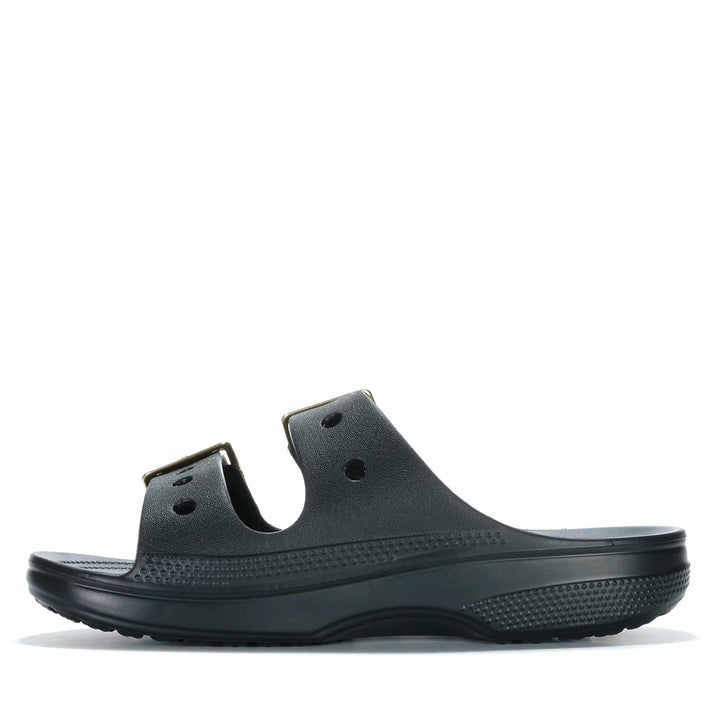 Crocs Metallic Buckle Saturday Sandal Black Womens Sandals