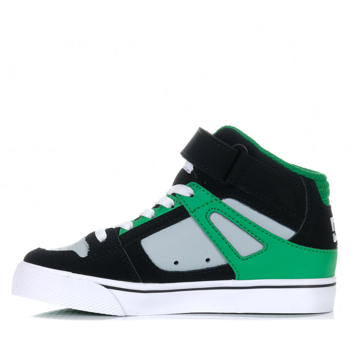 DC Pure High-Top EV Black/Kelly Green, 1 US, 11 us, 12 us, 13 us, 2 US, 3 US, 4 US, boots, dc, dcs, kids, multi, youth