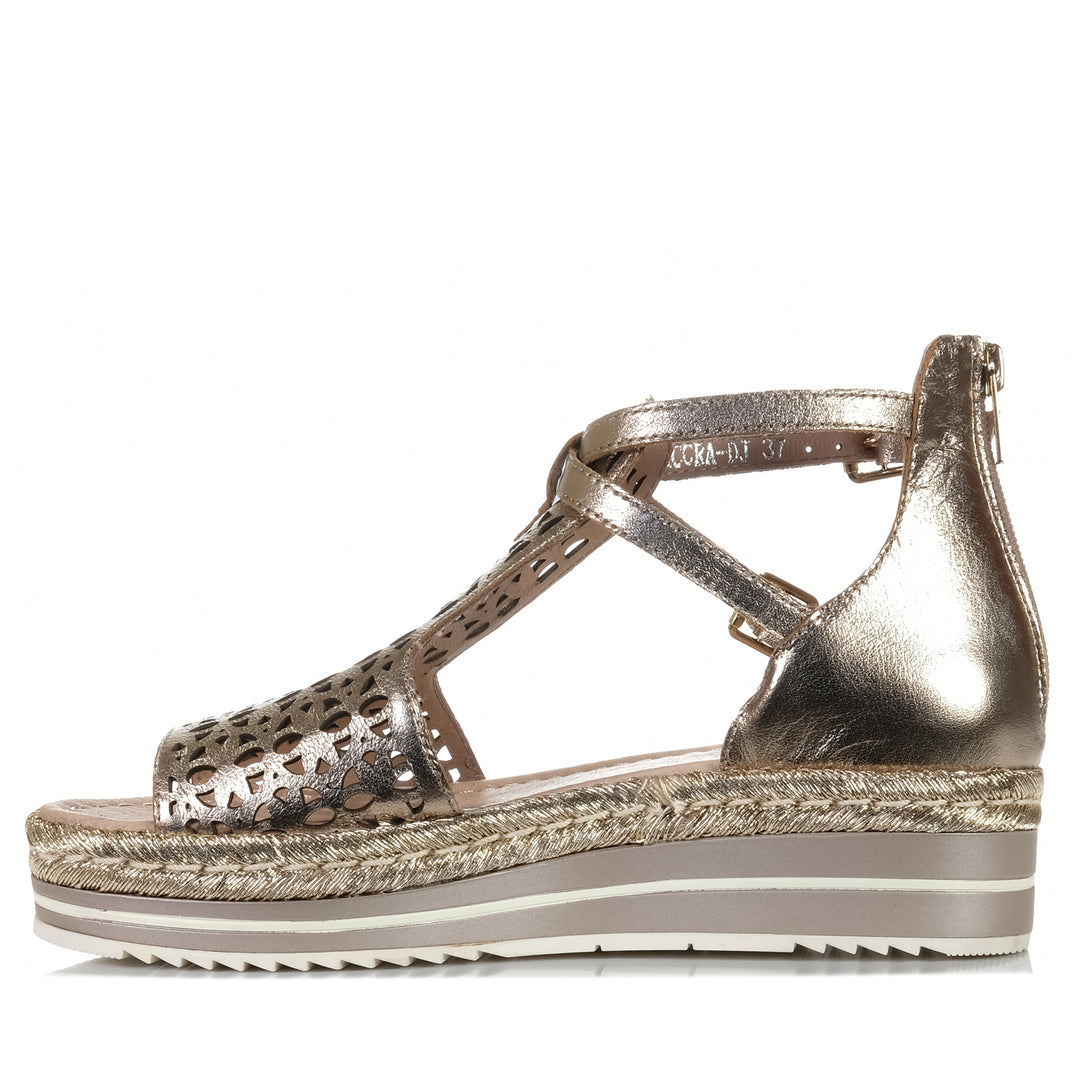 Django & Juliette Accra Champagne, Womens, django & juliette, flats, metallic, sandals, womens