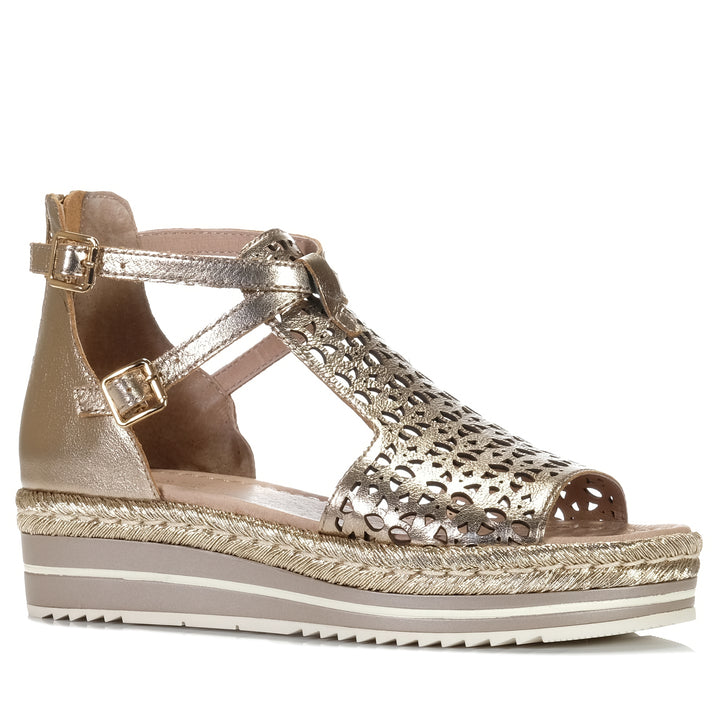 Django & Juliette Accra Champagne, Womens, django & juliette, flats, metallic, sandals, womens