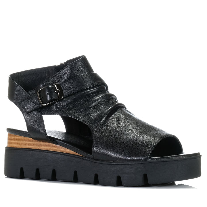 Django & Juliette Rufuss Black/Black, Womens, black, django & juliette, flats, sandals, white, womens