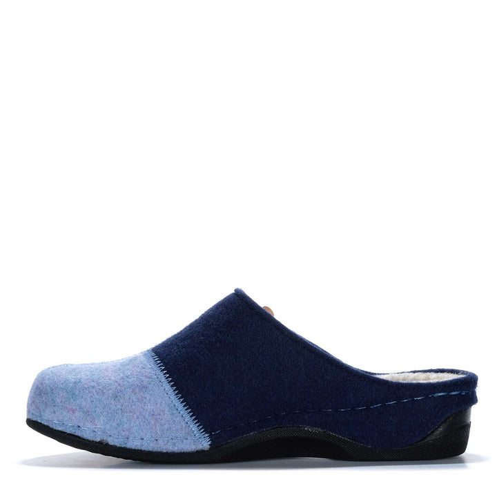 Dr Feet Floss Navy Multi Womens Slippers