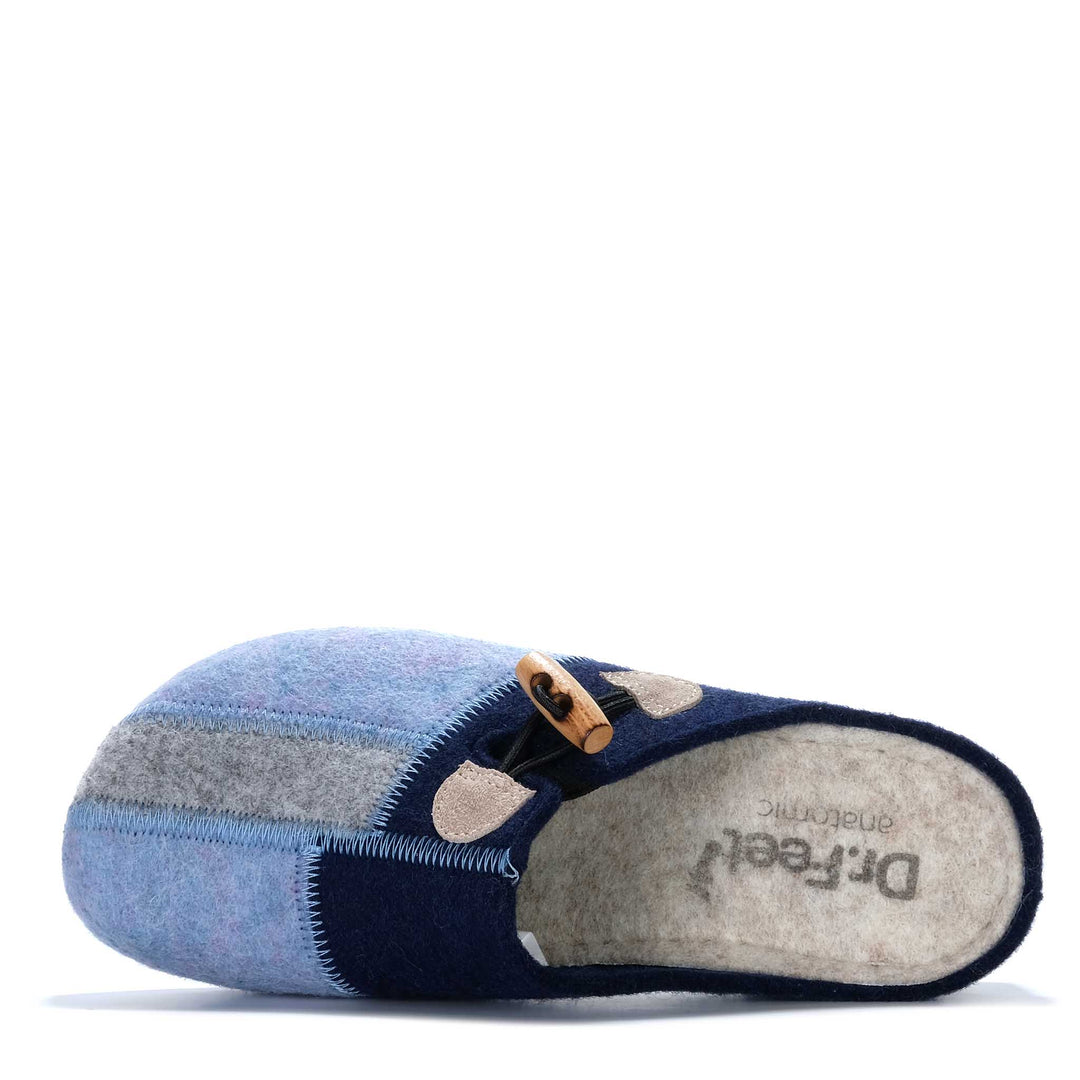 Dr Feet Floss Navy Multi Womens Slippers