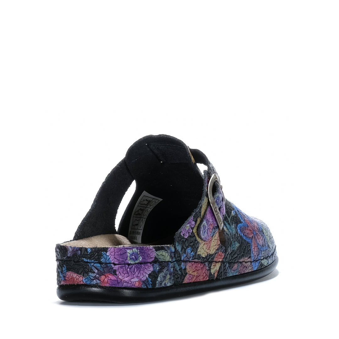 Dr Feet Halley Black Floral Womens Shoes