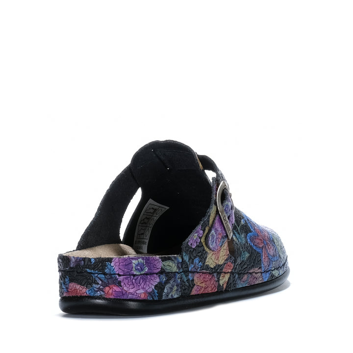 Dr Feet Halley Black Floral Womens Shoes