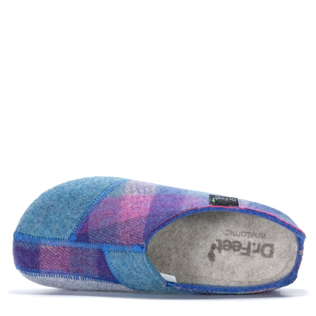 Dr Feet Hilda Purple Tartan Womens Slippers