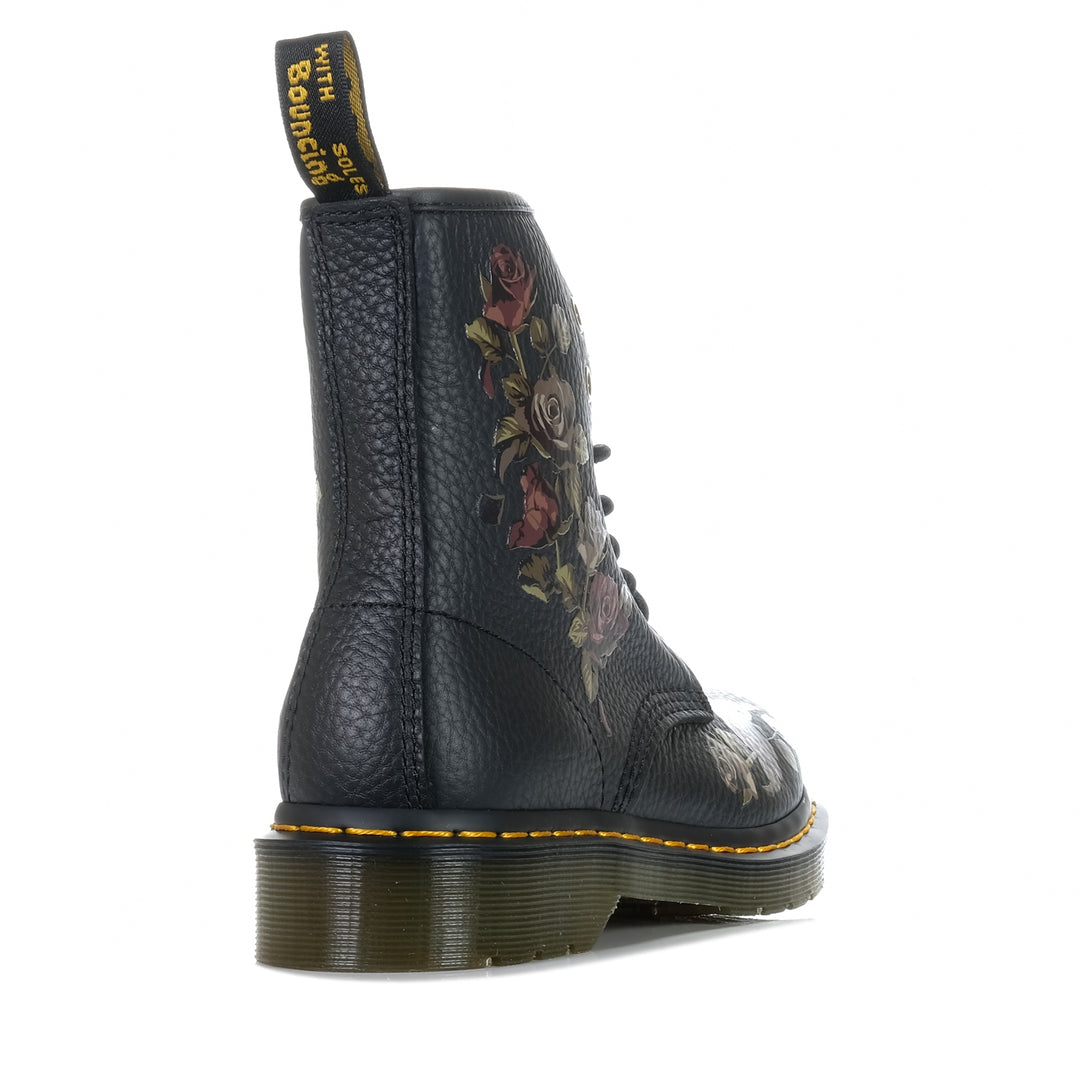 Dr Martens 1460 Tumbled Nappa Decayed Roses, 4 uk, 5 uk, 6 uk, 7 uk, ankle boots, black, boots, dr martens, womens