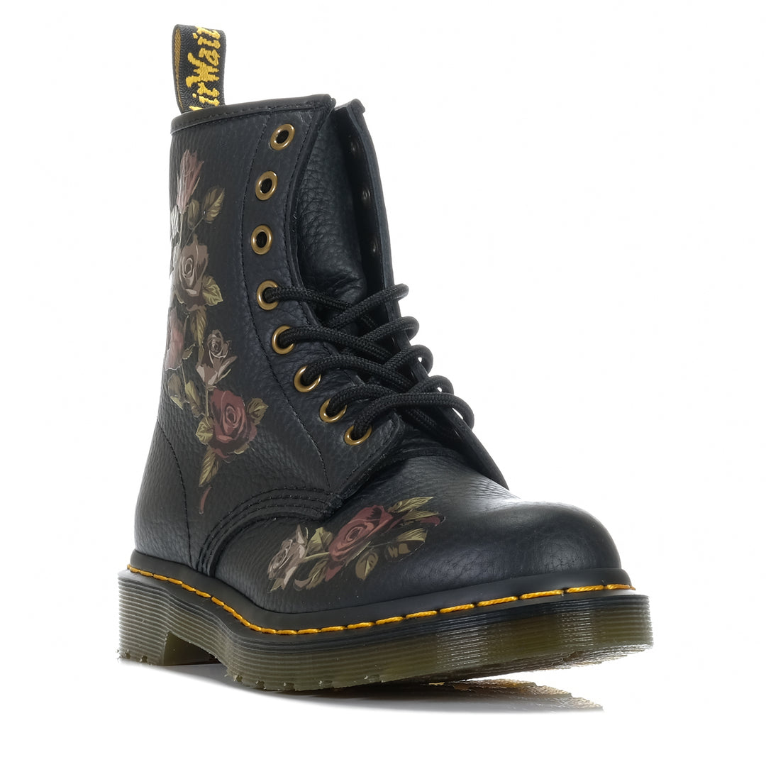 Dr Martens 1460 Tumbled Nappa Decayed Roses, 4 uk, 5 uk, 6 uk, 7 uk, ankle boots, black, boots, dr martens, womens