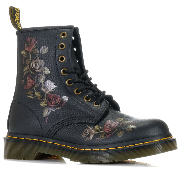 Dr Martens 1460 Tumbled Nappa Decayed Roses, 4 uk, 5 uk, 6 uk, 7 uk, ankle boots, black, boots, dr martens, womens