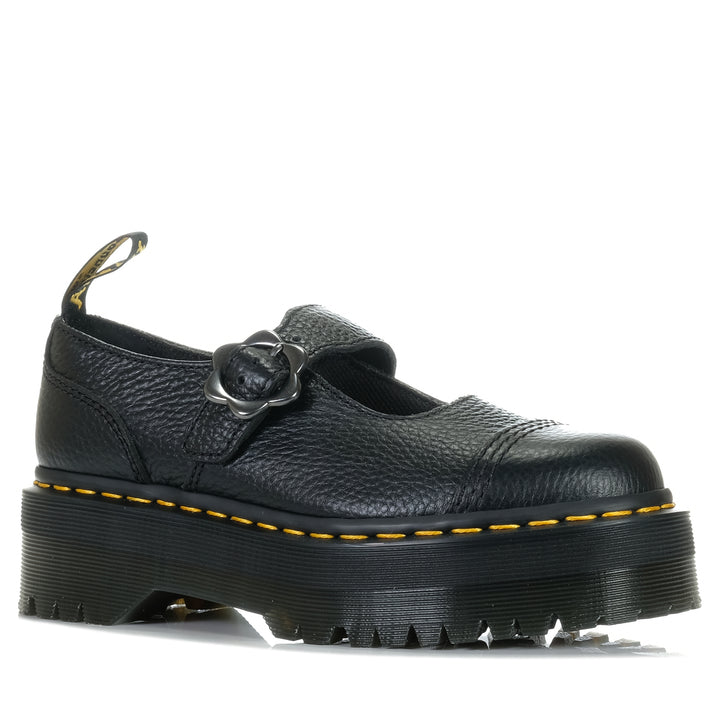 Dr Martens Addina Quad Flower Nappa Black, Womens, black, dr martens, flats, shoes, womens