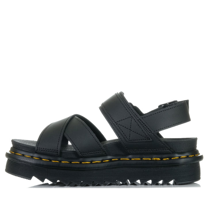 Dr Martens Voss II Cross Strap Black, Womens, black, dr marten, flats, sandals, womens