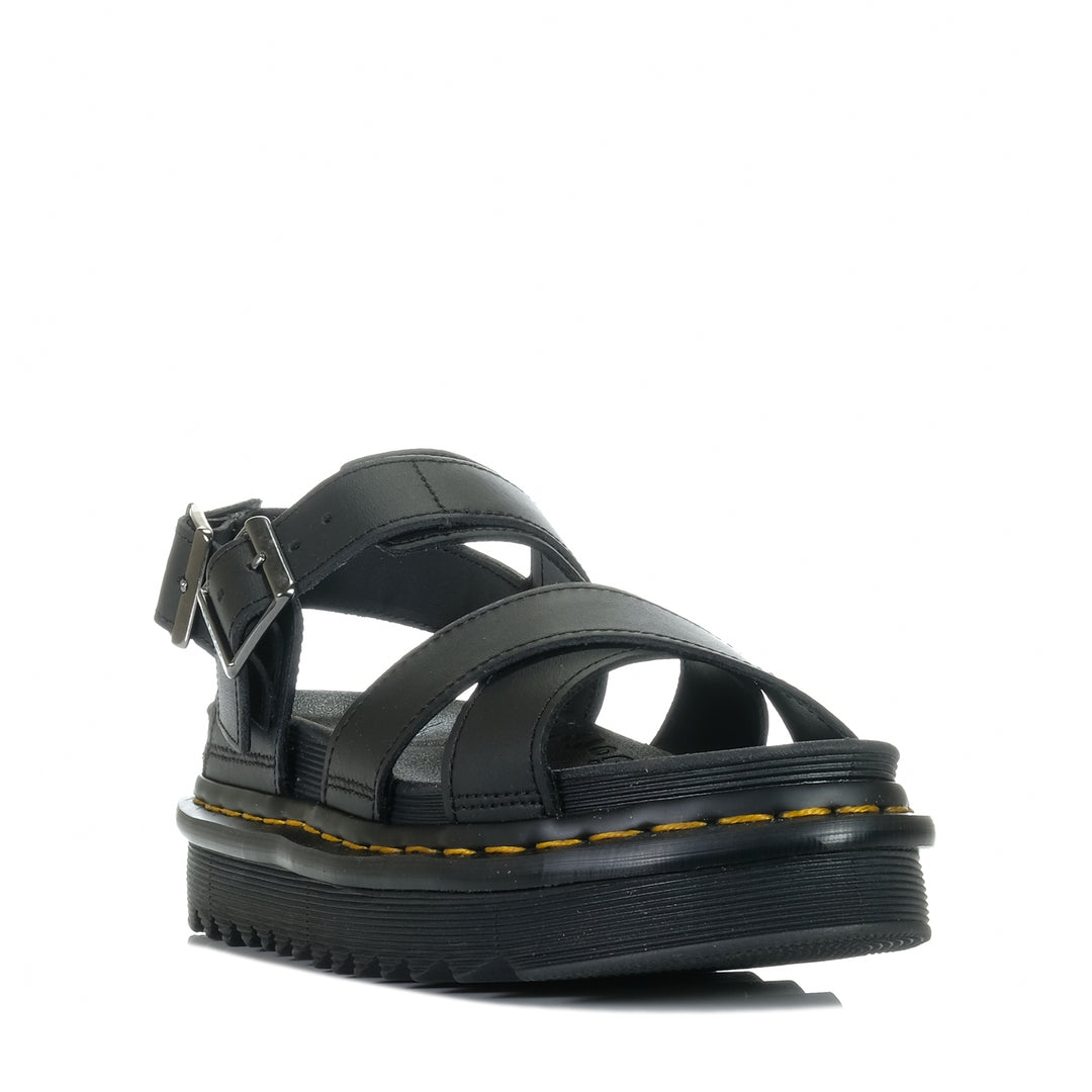 Dr Martens Voss II Cross Strap Black, Womens, black, dr marten, flats, sandals, womens