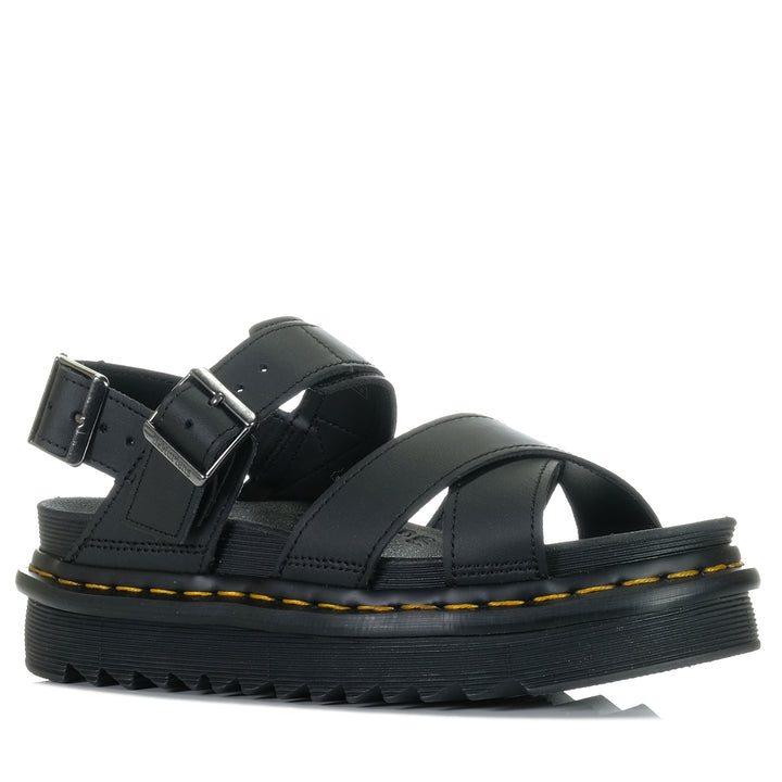 Dr Martens Voss II Cross Strap Black, Womens, black, dr marten, flats, sandals, womens