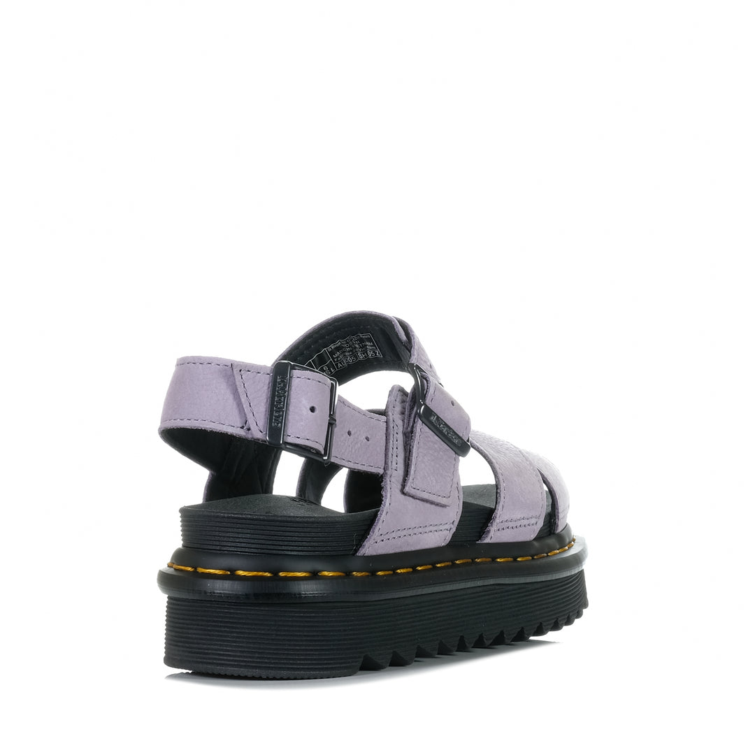 Dr Martens Voss II Cross Strap Lavender Frost Buttersoft, Womens, dr martens, flats, purple, sandals, womens