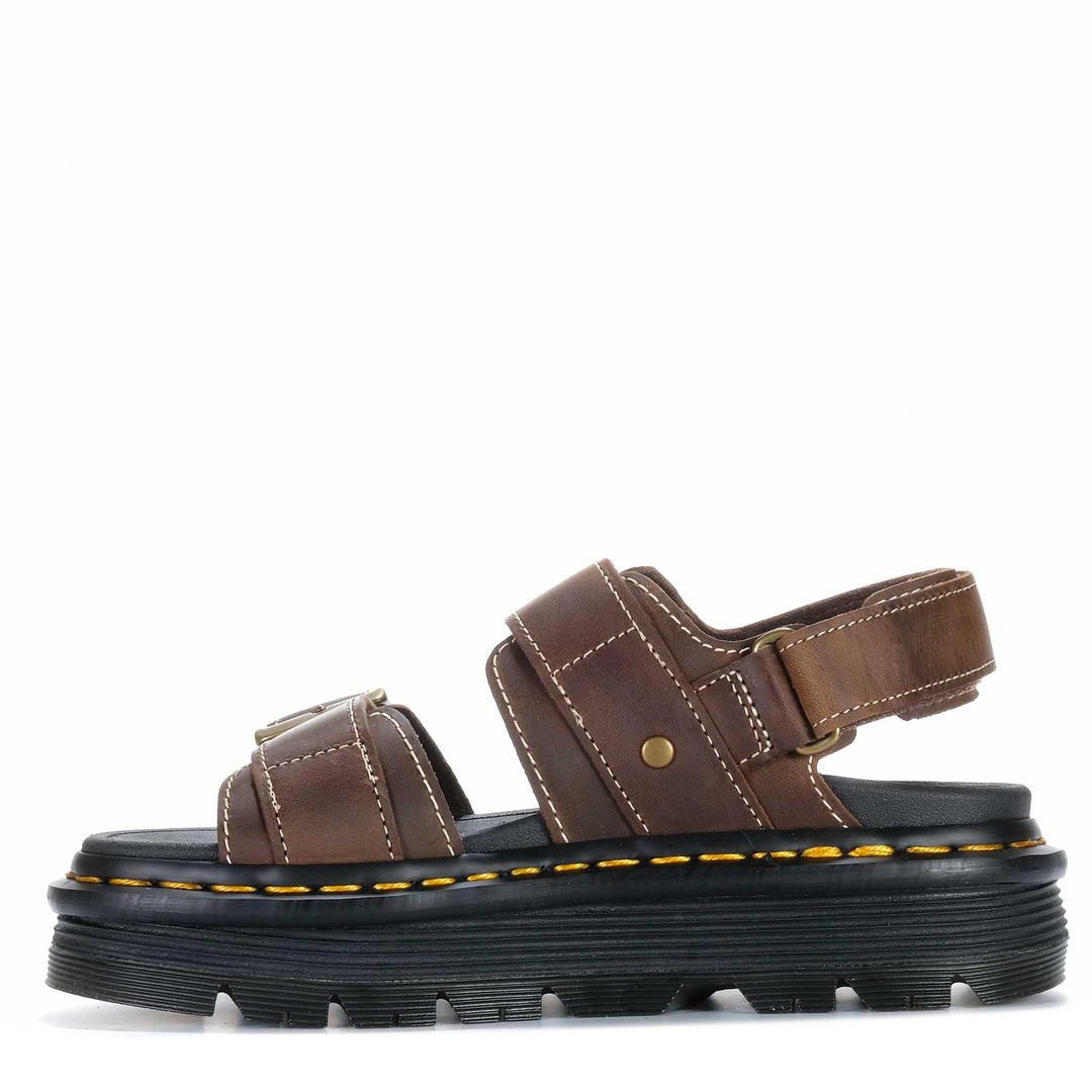 Dr Martens Zebzag Sandal Dark Brown Crazy Horse