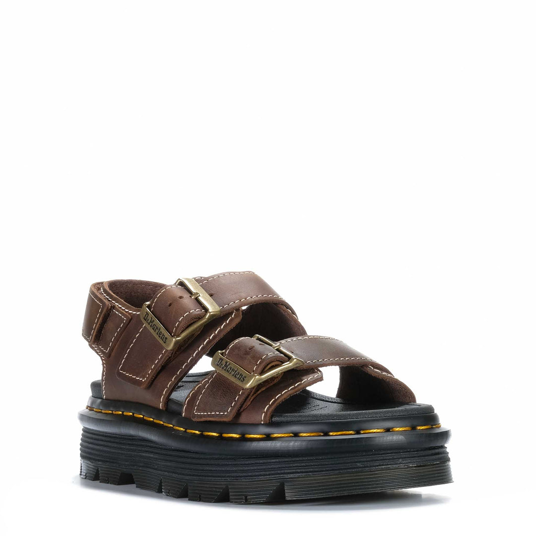 Dr Martens Zebzag Sandal Dark Brown Crazy Horse