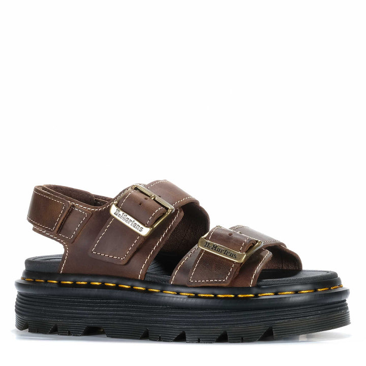 Dr Martens Zebzag Sandal Dark Brown Crazy Horse