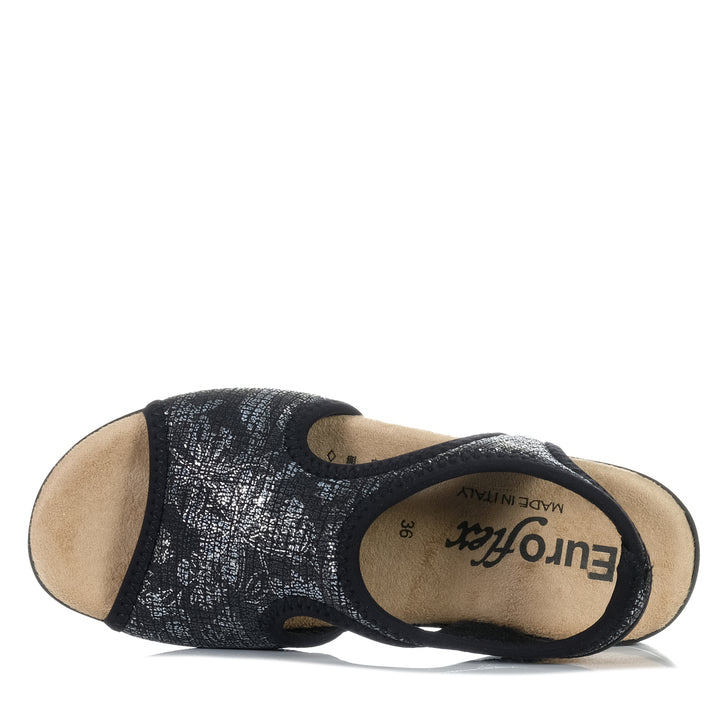 Euroflex Tuscany Black, Womens, black, euroflex, flats, sandals, wide, womens