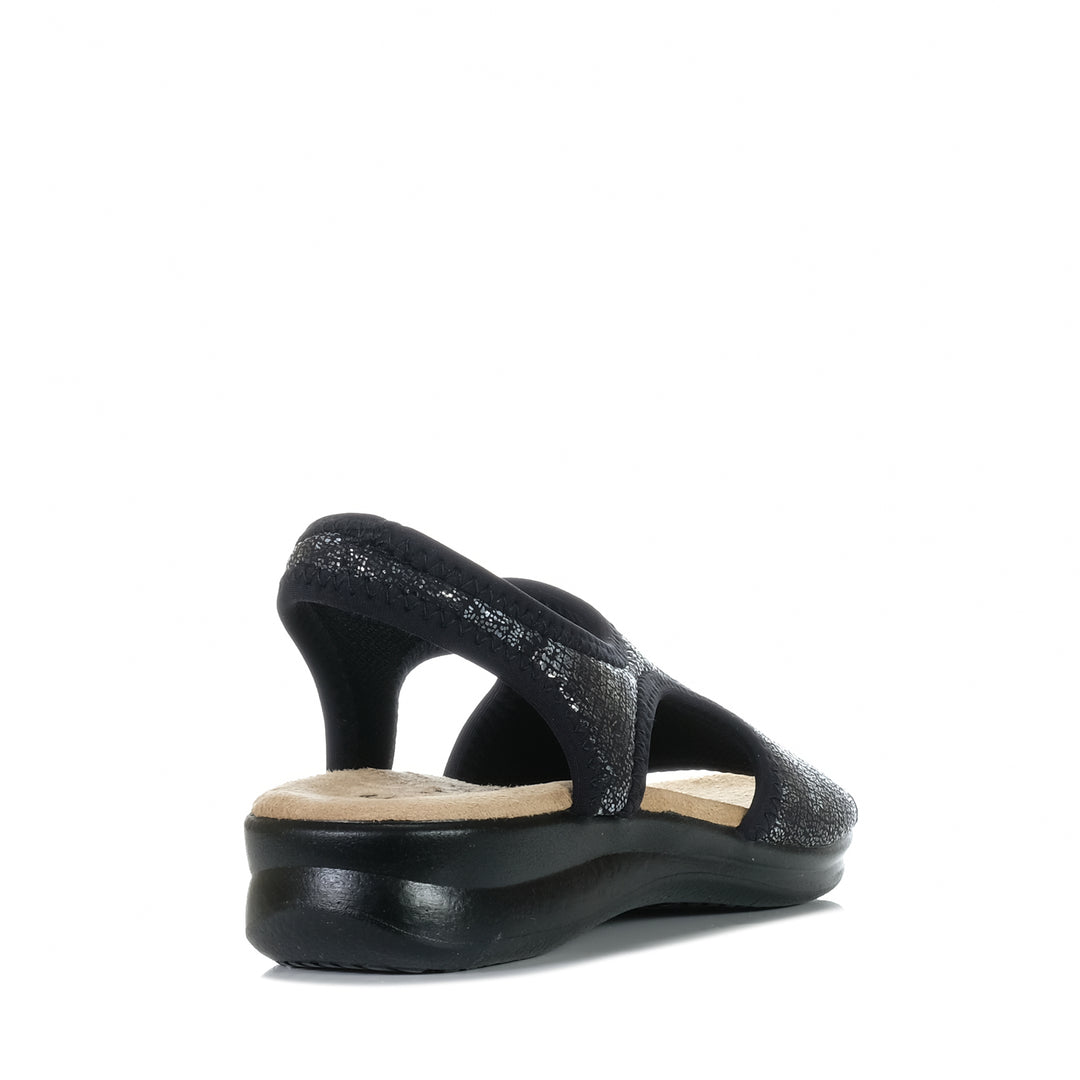 Euroflex Tuscany Black, Womens, black, euroflex, flats, sandals, wide, womens